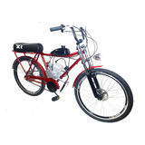 Bicicleta Motorizada 80c Barra Freio Disco Suspensão Dupla Cor Vermelho
