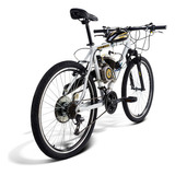 Bicicleta Motorizada Mtb Sport 2t Kit Motor 80cc Aro 26 Cor Branco
