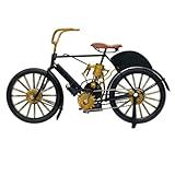 Bicicleta Motorizada Preta Com Detalhes Dourado Miniatura Decorativa Estilo Retrô Vintage Nostálgico Old School