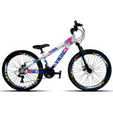 Bicicleta Mountain Bike Vikingx Tuff 25 R26 Tamanho Do Uadro 13 5 Prata azul rosa
