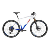 Bicicleta Mtb Aro 29 Caloi Elite Carbon Team 2021 Cor Branco azul Tamanho Do Quadro 19