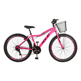 Bicicleta Mtb Kls Aro 26 Alumínio Sport 21 Marchas C Cesta Cor Bike Aro 26 Pink