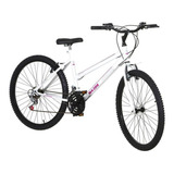 Bicicleta Passeio Feminina Ultra Bikes Bike Juvenil Urbana Aro 26 Bicolor 18 Marchas 2024 Branco rosa