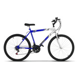 Bicicleta Passeio Masculina Ultra Bikes Bike Juvenil Urbana Aro 26 Bicolor 18 Marchas 2024 Azul branco