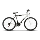 Bicicleta Passeio Masculina Ultra Bikes Bike Juvenil Urbana Aro 26 Bicolor 18 Marchas 2024 Preto fosco branco