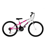 Bicicleta Passeio Masculina Ultra Bikes Rebaixada Aro 24 Bicolor 18 Marchas Rosa branco