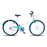 Bicicleta Retrô Feminina Forss Rose Aro 26 Turquesa Cor Branco azul claro