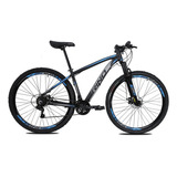 Bicicleta Rino Everest Aro 29 Freio Disk Cambios Shimano 24v Cor Preto azul branco