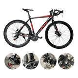 Bicicleta Speed Aro 700 Tyt Road 2023 Shimano 21v Preto Vermelho Tamanho 56