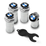 Bico 4 Tampa Pneu Válvula Capa Cromada Bmw Azul Premium