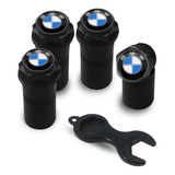 Bico 4 Tampa Pneu Válvula Capa Preta Bmw Azul Premium