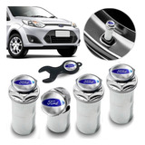 Bico Pneu Cromado Pino Roda Válvula Antifurto Ford Fiesta Ka