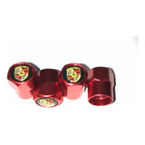 Bico Tampinha Pneu Tampa Roda Acessórios Porsche Vermelho