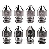 Bicos MK8 De Aço Temperado Para Impressora 3D Creality 8 PCS Bicos De Extrusora De Tungstênio Atualizados 0 2 Mm 0 3 Mm 0 4 Mm 0 5 Mm 0 6 Mm Para Creality Ender 3 Ender 3 V2 Ender 3 Pro CR 10