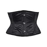 BIDMOOR Espartilho Sob O Busto Com Barbatanas De Aço Modelador De Cintura Resistente Modelador Corporal De Ampulheta Cetim Preto XPP