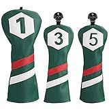 BIG TEETH Capa De Cabeça Híbrida Para Motorista Fairway Golf Wood Headcovers 460cc Driver Club Head Cover Com Listras Clássicas Verde 3 Peças 1 3 5 