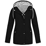 Bigfanshu Parkas Casaco De Chuva Feminino Liso Plus Size Impermeável Com Capuz à Prova De Vento Preto G