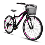 Bike Trip Feminina Aro 26 Com Cesta Aluminio 21 Marchas Cor Preto Tamanho Do Quadro 15
