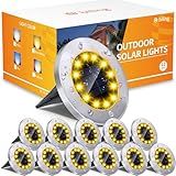 Biling Luzes Solares Externas 12 Pacotes 12 LEDs Brilhantes Luzes Solares à Prova D água Luzes Planas Alimentadas Por Energia Solar Para Quintal Passarela Jardim Garagem Branco Quente 