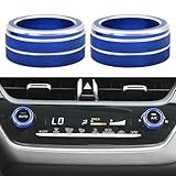 Bilisin Capa De Botão De Botão De Ar Condicionado Compatível Com Toyota Corolla 2019 2021 Acessórios Console Central De Liga De Alumínio Decalque De Tampa De Anel De Maçaneta CA 2 Peças Azul 