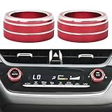 Bilisin Capa De Botão De Botão De Ar Condicionado Compatível Com Toyota Corolla 2019 2021 Acessórios Console Central De Liga De Alumínio Decalque De Tampa De Anel De Maçaneta CA 2 Peças Vermelho 