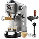 Biolomix Máquina De Café Expresso De 20 Barras Com Varinha De Espumador De Leite Para Expresso Cappuccino Latte E Mocha CM7008 Tapete De Adulteração E Calcadeira De Café 