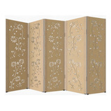 Biombo Divisor De Ambiente 5 Folhas Com 10 Pezinhos Cor Mdf Margarida