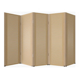 Biombo Divisor De Ambiente 5 Folhas Com 10 Pezinhos Cor Mdf Ripado C