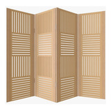 Biombo Ripado 4 Folhas Em Mdf Cru Mod 02 Cor Marrom Ripado Mod 2