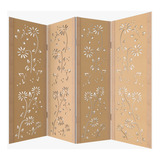 Biombo Ripado 4 Folhas Em Mdf Cru Mod 02 Margarida
