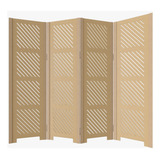 Biombo Ripado 4 Folhas Em Mdf Cru Mod 02 Vertical