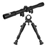 Bipé Retrátil Tmc 1285 Alumínio Cano 11 19mm Com Luneta 4x20