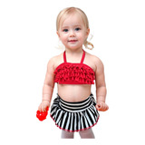 Biquini Bikini Retro Infantil Bebe Listrado Ref  5261