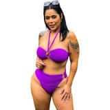 Biquíni Cintura Alta Hot Pants C bojo Calcinha Efeito Lipo