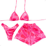 Biquini Conjunto Trikini 3 Peças Short Praia Moda Tendência