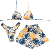 Biquini Conjunto Trikini 3 Peças Short Praia Moda Tendência