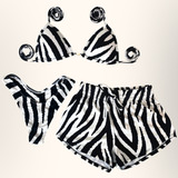 Biquíni Conjunto Trikini 3 Peças Shorts Saída Praia Piscina