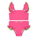 Biquíni Em Malha Fps 50 Pink Neon Meninas Up Baby