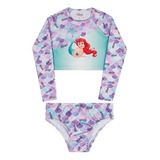 Biquini Infantil Ariel Pequena Sereia Menina Com Proteção Uv