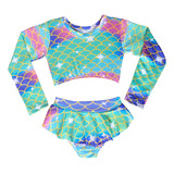 Biquini Infantil Manga Longa Meninas Maio Saida De Praia