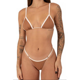 Biquini Marquinha Bicolor Fita Verão Moda Praia Regulagem