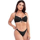 Biquini Meia Taça Arco Calcinha Asa Delta Textura Dunas Cor Biquini Preto Tamanho GG 46 48