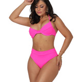 Biquíni Pink Meia Taça Calcinha Empina Bumbum Hot Pants Fio