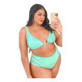 Biquíni Plus Size Cintura Alta Hot Pant Cortininha Prêmium