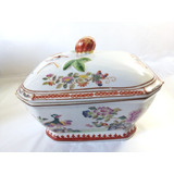 Biscoiteira Bomboniere Em Porcelana Pintada Europeia Antiga