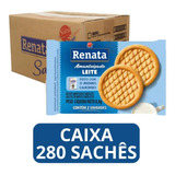 Biscoito Amanteigado Leite Renata Caixa Com 280 Sachês