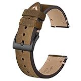 BISONSTRAP Pulseira De Relógio De Couro Envelhecido Pulseiras De Reposição Para Homens Barras De Mola De Liberação Rápida 18 Mm Marrom Fivela Preta 