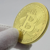 Bitcoin Moeda Física Banhada A Ouro Edição Colecionador