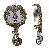 BIUDECO 1 Conjunto De Espelho De Mão Retrô Pente De Cabelo Antigo Pente Decorativo Pente De Massagem De Cabelo Penteadeira Espelho De Mesa Espelhos Pessoais Femininos Ternos De Metal à Moda Antiga