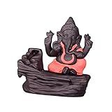 BIUDECO Incensário Cerâmico Estátuas De Ornamento Decoração De Diwali Senhor Ganesh Elefante Hindu Suporte De Incenso De Refluxo Ídolo Do Hindu De Luzes Argila Roxa